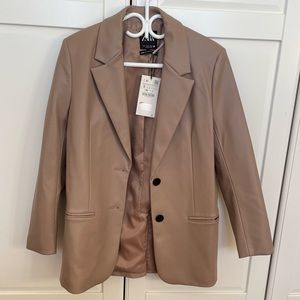 NWT zara tan leather blazer